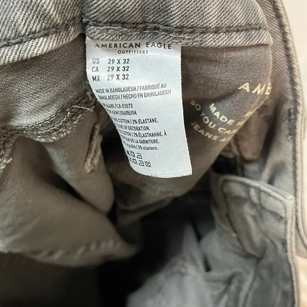 American Eagle AirFlex‎ 360 Skinny Jeans Men's 29x32 Gray Distressed